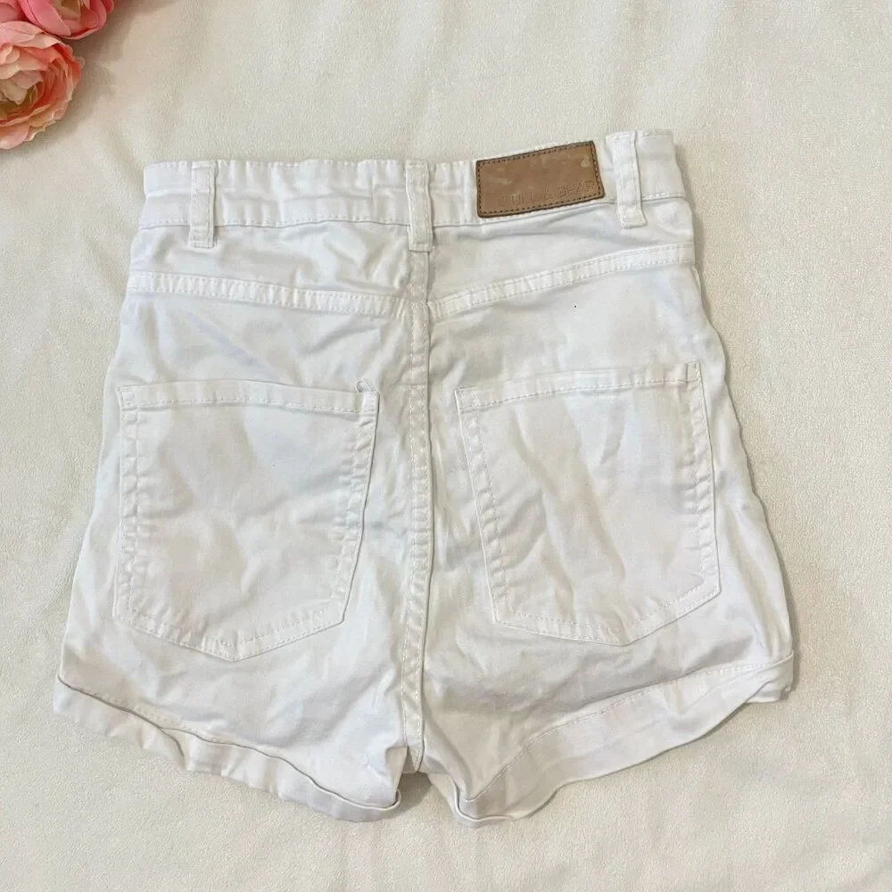 Pull & Bear White High-Waisted Shorts